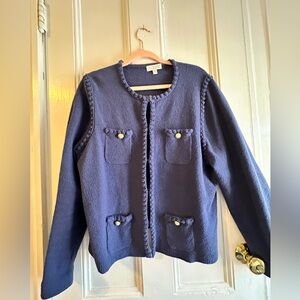 J-Crew Odette sweater lady jacket-Gently used in good condition XXL NAVY BLUE